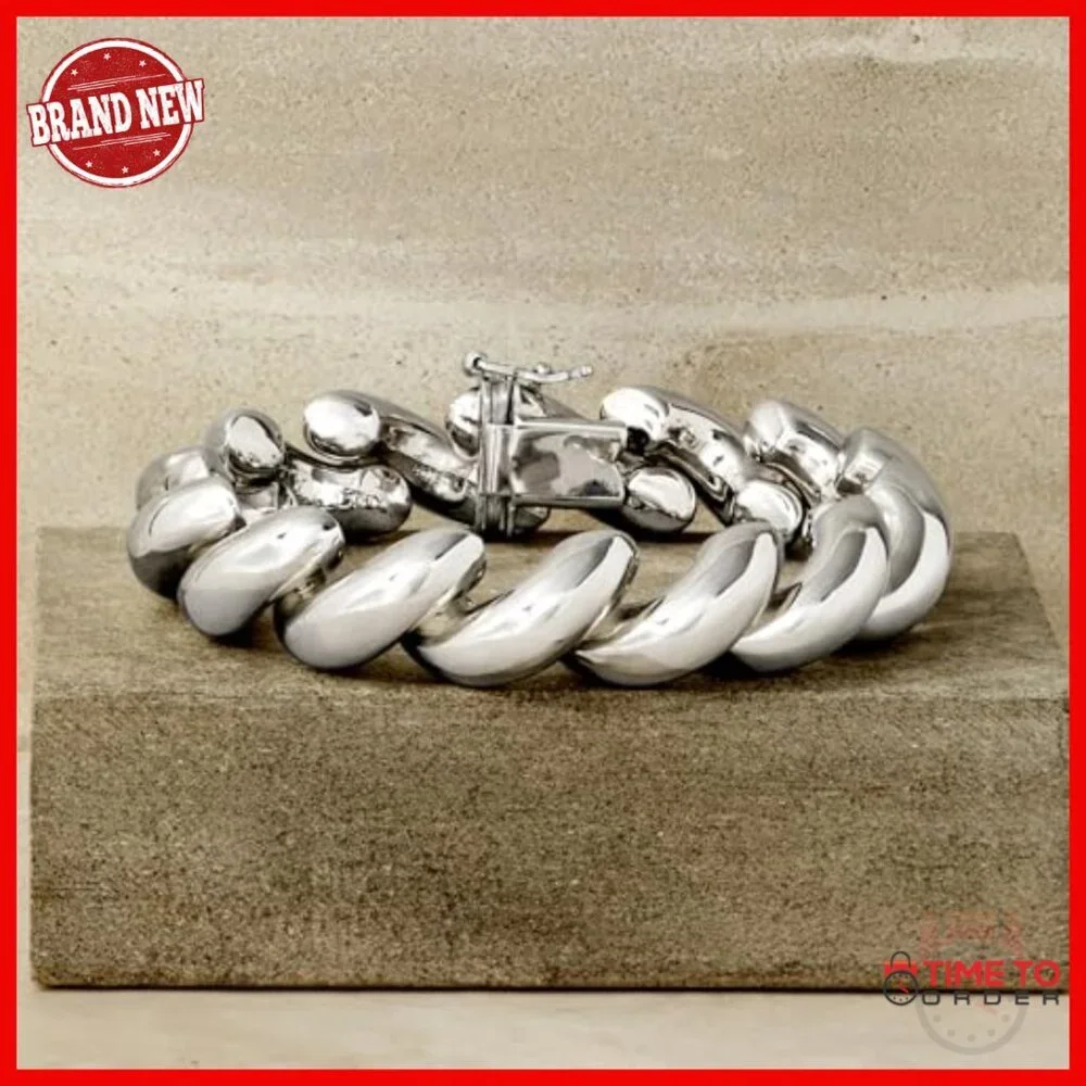 Italian Sterling Silver San Marco Link Bracelet 7.25 Inches